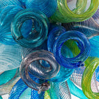 Murano Style Hand-Blown Glass Chandelier Chihuly-Style Colorful Artisan Ribbon Cluster Pendant Light