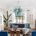 Murano Style Hand-Blown Glass Chandelier Chihuly-Style Colorful Artisan Ribbon Cluster Pendant Light