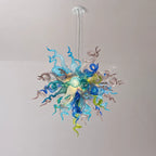 Murano Style Hand-Blown Glass Chandelier Chihuly-Style Colorful Artisan Ribbon Cluster Pendant Light