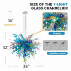 Murano Style Hand-Blown Glass Chandelier Chihuly-Style Colorful Artisan Ribbon Cluster Pendant Light