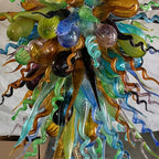 Luxury Kaleidoscope Hand-Blown Glass Chandelier Multicolor Murano-Style Sculptural Pendant Light