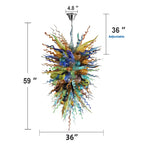 Luxury Kaleidoscope Hand-Blown Glass Chandelier Multicolor Murano-Style Sculptural Pendant Light