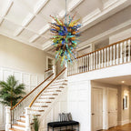 Luxury Kaleidoscope Hand-Blown Glass Chandelier Multicolor Murano-Style Sculptural Pendant Light