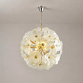 Round Clear Murano Style Glass Flower Plate Chandelier Sphere Floral Disc Pendant Light