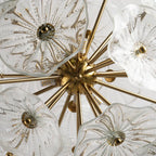 Round Clear Murano Style Glass Flower Plate Chandelier Sphere Floral Disc Pendant Light