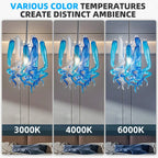Small Modern Blue and White Hand-Blown Glass Pendant Light Artistic Spiral Chandelier for Contemporary Interiors