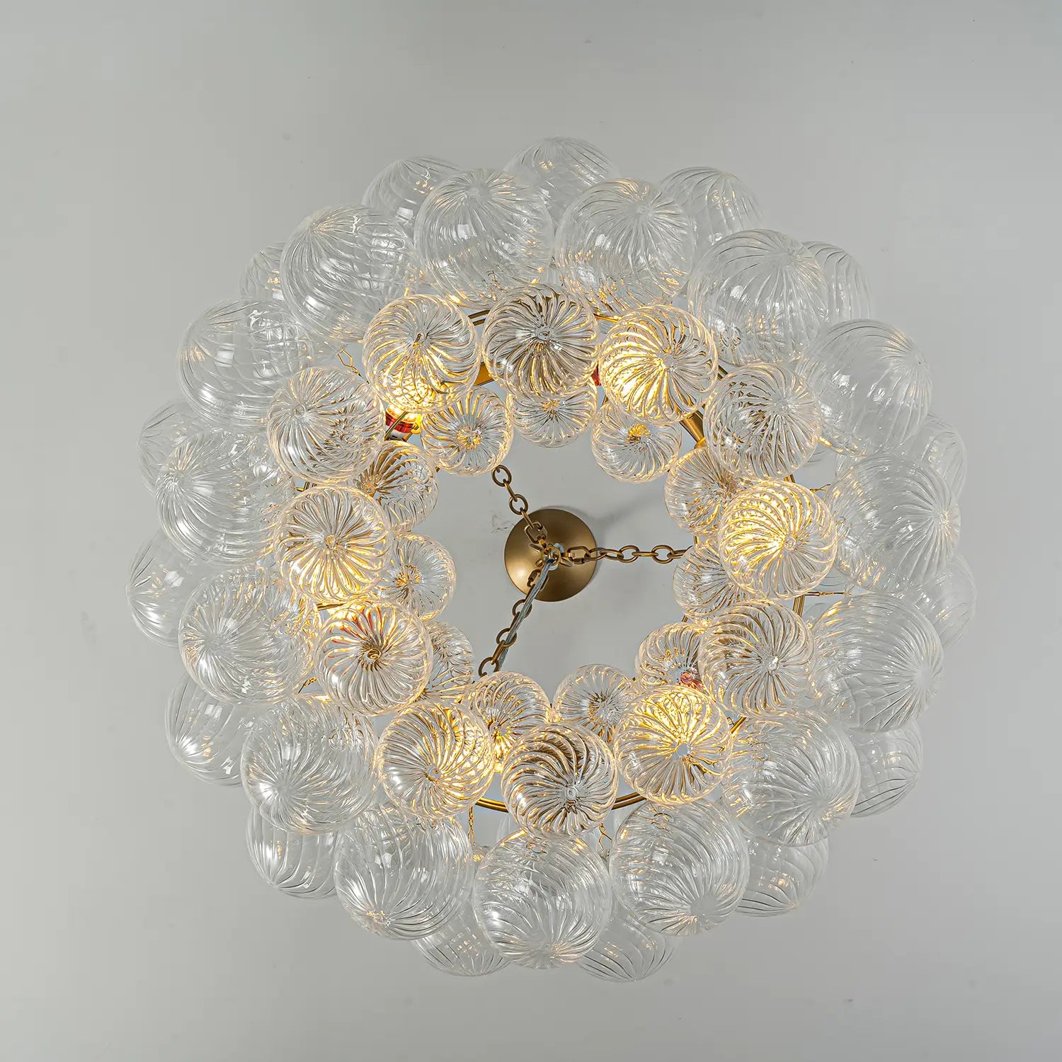 Modern Hand-Blown Cloud Bubble Chandelier Talia Clear Ribbed Glass Globe Cluster Pendant Light for Dining Room Living