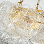 Modern Hand-Blown Cloud Bubble Chandelier Talia Clear Ribbed Glass Globe Cluster Pendant Light for Dining Room Living