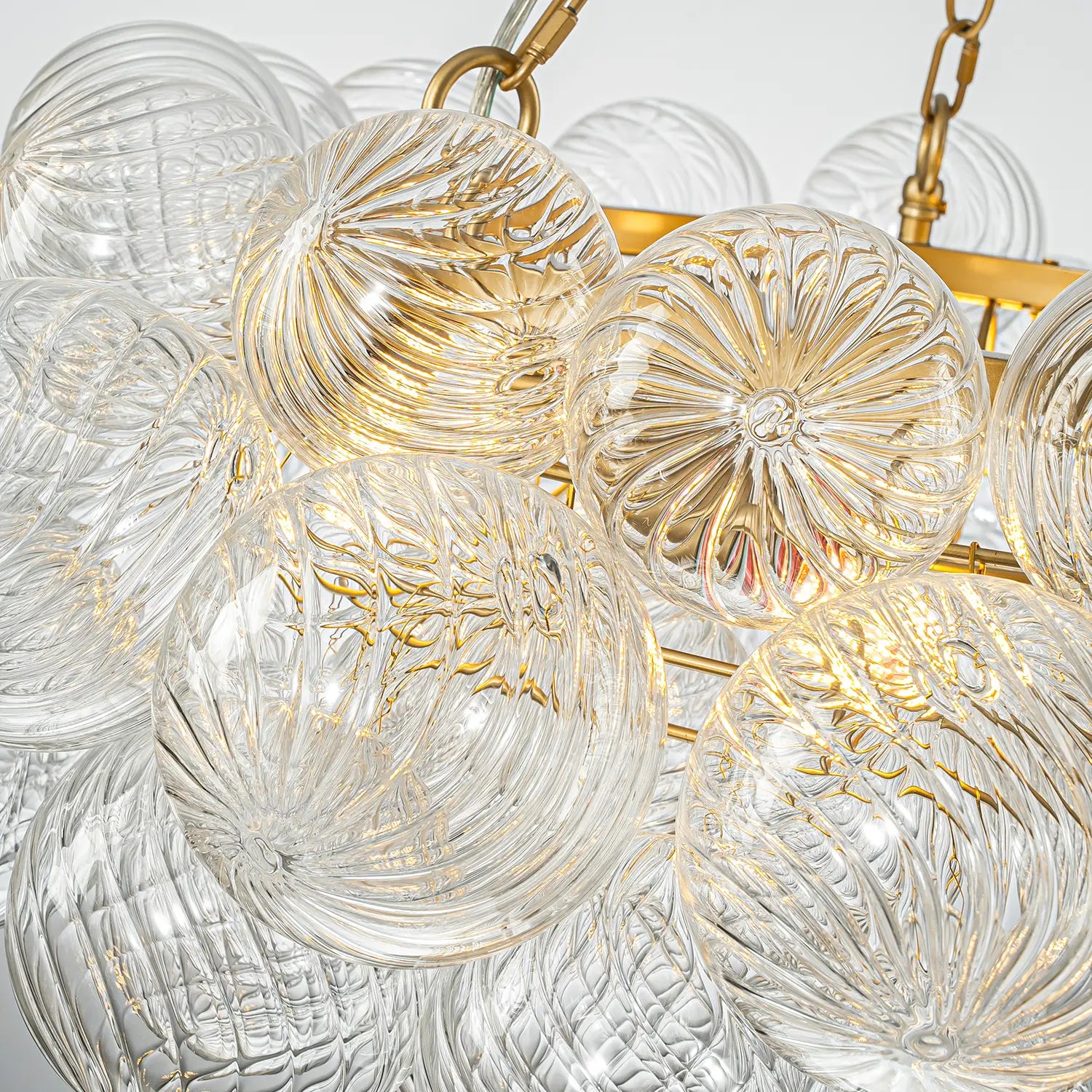 Modern Hand-Blown Cloud Bubble Chandelier Talia Clear Ribbed Glass Globe Cluster Pendant Light for Dining Room Living