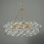 Modern Hand-Blown Cloud Bubble Chandelier Talia Clear Ribbed Glass Globe Cluster Pendant Light for Dining Room Living