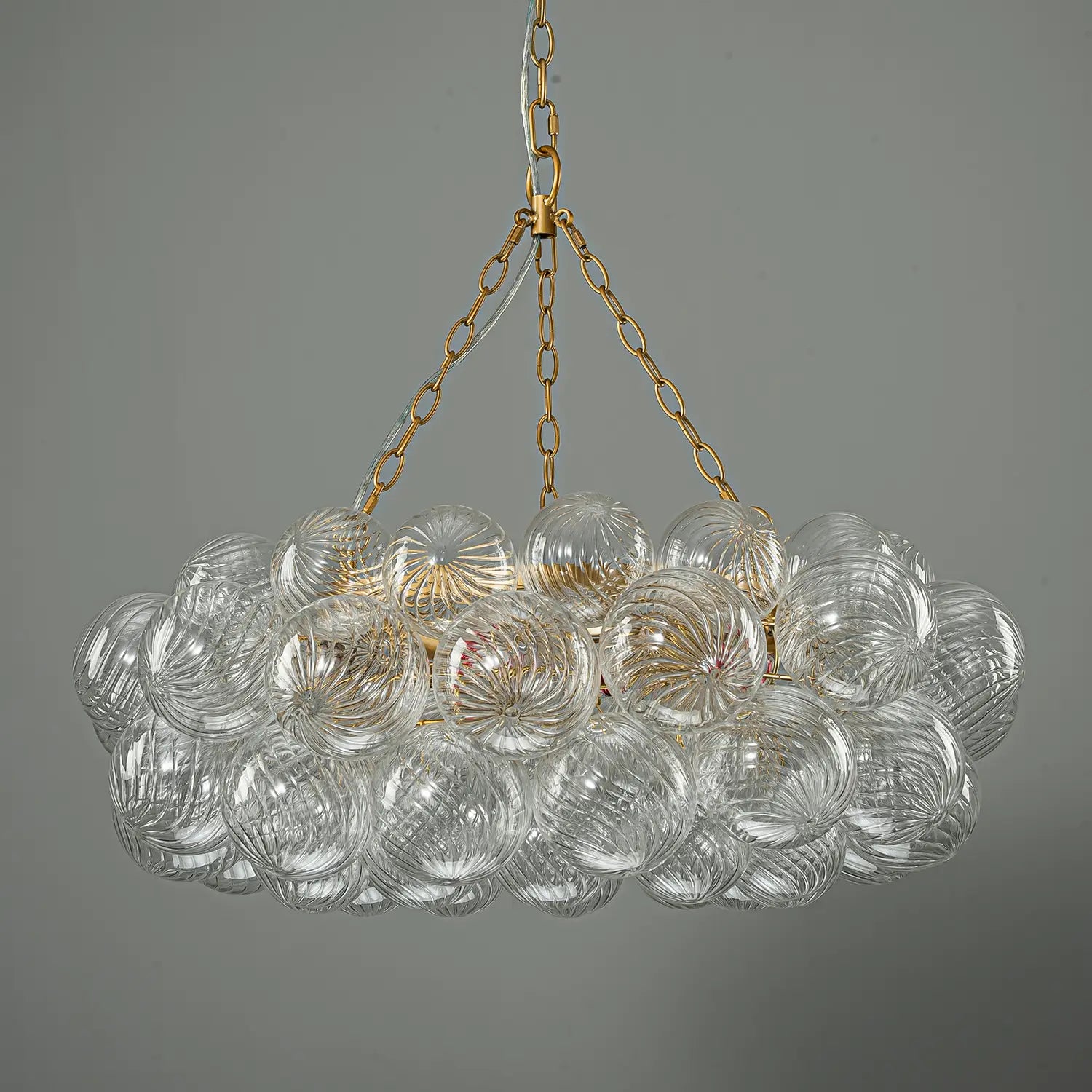 Modern Hand-Blown Cloud Bubble Chandelier Talia Clear Ribbed Glass Globe Cluster Pendant Light for Dining Room Living