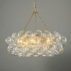 Modern Hand-Blown Cloud Bubble Chandelier Talia Clear Ribbed Glass Globe Cluster Pendant Light for Dining Room Living
