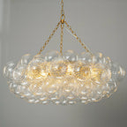 Modern Hand-Blown Cloud Bubble Chandelier Talia Clear Ribbed Glass Globe Cluster Pendant Light for Dining Room Living