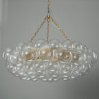 Modern Hand-Blown Cloud Bubble Chandelier Talia Clear Ribbed Glass Globe Cluster Pendant Light for Dining Room Living