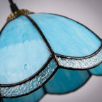 Antique Tiffany Style Stained Glass Pendant Light Blue Small Size Art Pendant Lamp