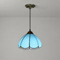 Antique Tiffany Style Stained Glass Pendant Light Blue Small Size Art Pendant Lamp