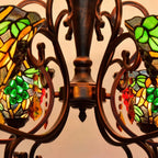 Tiffany Style Grape Stained Glass Chandelier 6-Light Vintage Pastoral Pendant Ceiling Fixture