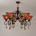 Tiffany Style Grape Stained Glass Chandelier 6-Light Vintage Pastoral Pendant Ceiling Fixture