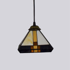 Vintage Tiffany Stained Glass Pendant Light Retro Small Handcrafted Geometric Hanging Lamp