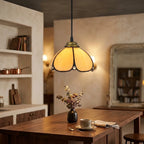 Tiffany Amber Glass Pendant Light Small Vintage Floral Hanging Lamp