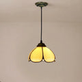 Tiffany Amber Glass Pendant Light Small Vintage Floral Hanging Lamp