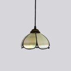 Tiffany Amber Glass Pendant Light Small Vintage Floral Hanging Lamp