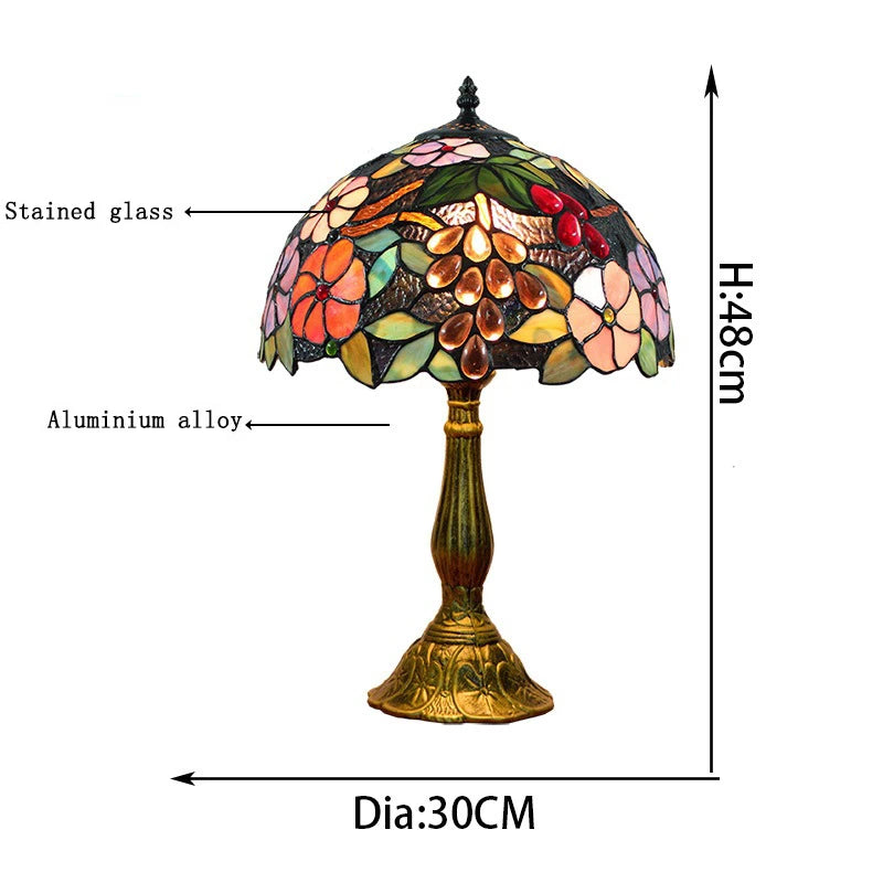 Tiffany-Style Stained Glass Floral Table Lamp Colorful Dome-shaped shade Table Light