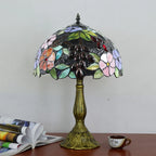 Tiffany-Style Stained Glass Floral Table Lamp Colorful Dome-shaped shade Table Light