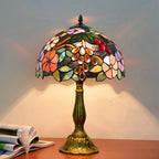 Tiffany-Style Stained Glass Floral Table Lamp Colorful Dome-shaped shade Table Light