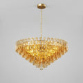 Tronchi Extra Large 14-Light Amber Gold Modern Round Chandelier Tatayosi Tiered Smoke Blown Glass Pendant Light