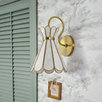 Sculptural Capiz Shell Glass Wall Sconce Tiffany Style Flower Armed Wall Light Art Deco Bathroom Wall Lamp