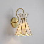 Sculptural Capiz Shell Glass Wall Sconce Tiffany Style Flower Armed Wall Light Art Deco Bathroom Wall Lamp
