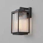 Black Outdoor Ribbed Glass Wall Lantern Modern Farmhouse Style Wall lamp Water-proof Sconce