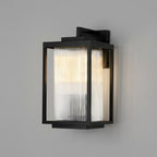 Black Outdoor Ribbed Glass Wall Lantern Modern Farmhouse Style Wall lamp Water-proof Sconce