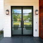 Black Outdoor Ribbed Glass Wall Lantern Modern Farmhouse Style Wall lamp Water-proof Sconce