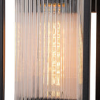 Black Outdoor Ribbed Glass Wall Lantern Modern Farmhouse Style Wall lamp Water-proof Sconce