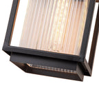 Black Outdoor Ribbed Glass Wall Lantern Modern Farmhouse Style Wall lamp Water-proof Sconce