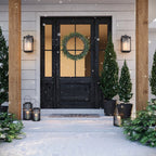Black Outdoor Ribbed Glass Wall Lantern Modern Farmhouse Style Wall lamp Water-proof Sconce