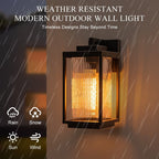 Black Outdoor Ribbed Glass Wall Lantern Modern Farmhouse Style Wall lamp Water-proof Sconce