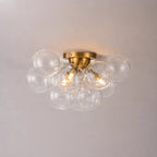 3-Light Cluster Clear Glass Globe Bubble Ceiling Light Semi Flush Glass Ball Chandelier Lamp For Low Ceiling