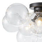 3-Light Cluster Clear Glass Globe Bubble Ceiling Light Semi Flush Glass Ball Chandelier Lamp For Low Ceiling