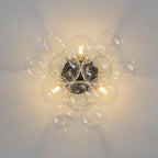 3-Light Cluster Clear Glass Globe Bubble Ceiling Light Semi Flush Glass Ball Chandelier Lamp For Low Ceiling