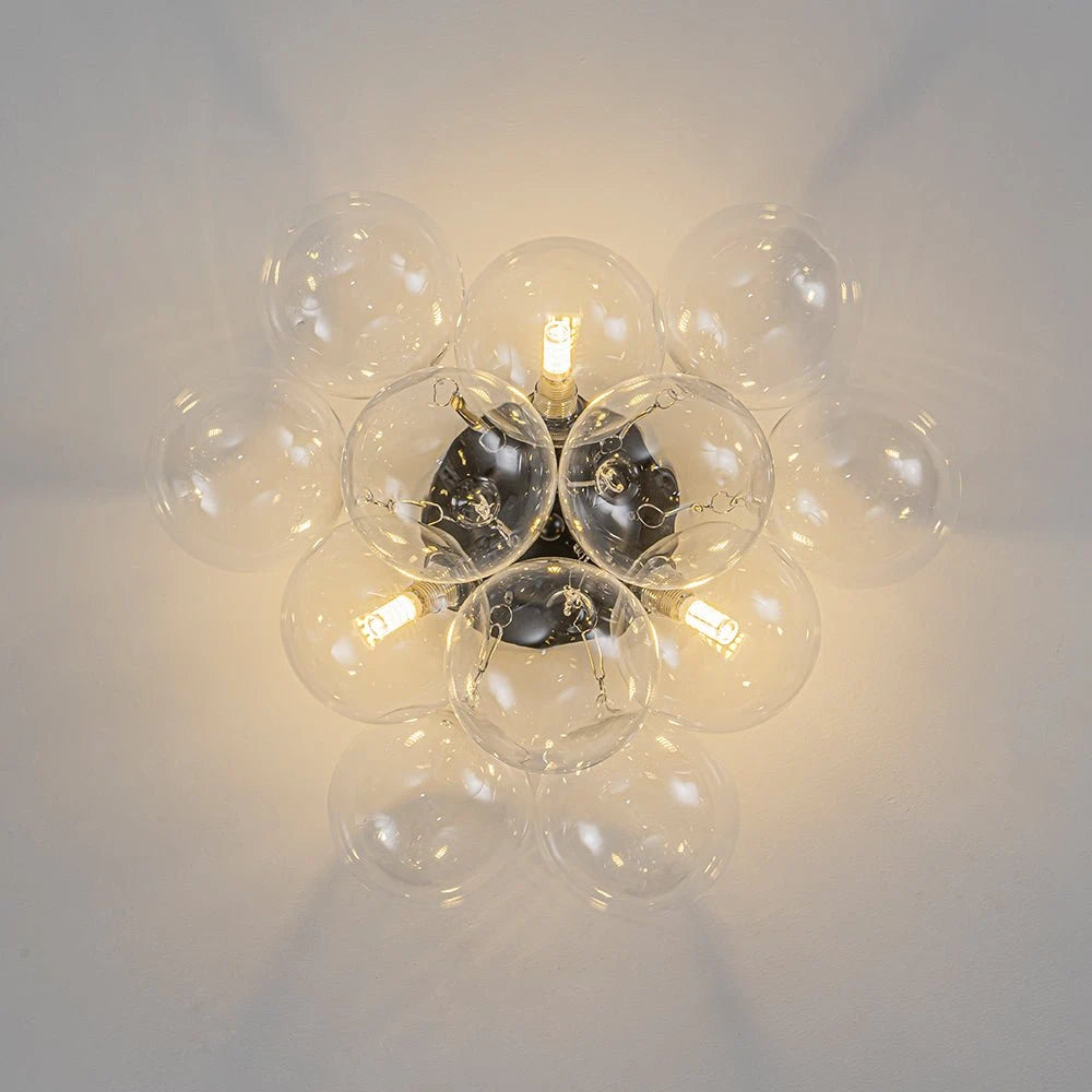 3-Light Cluster Clear Glass Globe Bubble Ceiling Light Semi Flush Glass Ball Chandelier Lamp For Low Ceiling