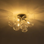 3-Light Cluster Clear Glass Globe Bubble Ceiling Light Semi Flush Glass Ball Chandelier Lamp For Low Ceiling