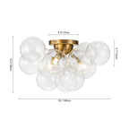 3-Light Cluster Clear Glass Globe Bubble Ceiling Light Semi Flush Glass Ball Chandelier Lamp For Low Ceiling