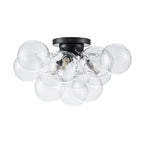 3-Light Cluster Clear Glass Globe Bubble Ceiling Light Semi Flush Glass Ball Chandelier Lamp For Low Ceiling