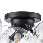 3-Light Cluster Clear Glass Globe Bubble Ceiling Light Semi Flush Glass Ball Chandelier Lamp For Low Ceiling