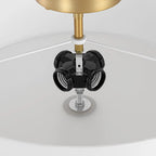 4-Light Wide Drum Linen Ceiling Light White Semi Flush Mount Round Fabric Ceiling Chandelier Light