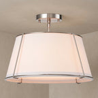 Contemporary Linen Drum Ceiling Light 4-Light Round Semi Flush Mount Light