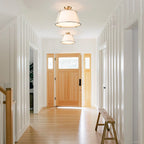 Contemporary Linen Drum Ceiling Light 4-Light Round Semi Flush Mount Light